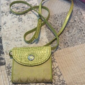 Brighton Lime Crocodile-Embossed Crossbody Bag/ Wallet